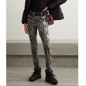 Goldbergh Skin Belted Snake-print Slim-leg Stirrup Ski Pants Animal Print US 10